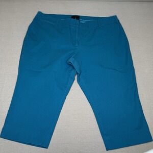Lane Bryant Women Plus Teal Cotton Stretch Pedal‎ Pusher Pants Size 26